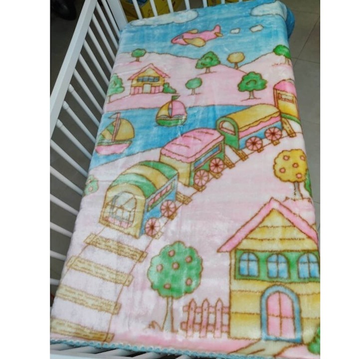 Manta bebé berço Trenecito 110x130 Rosa
