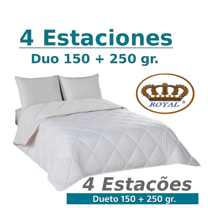 Edredão Nórdico Branco 4 Estações Royal DUO: 150 + 250 g/m² - Combináveis